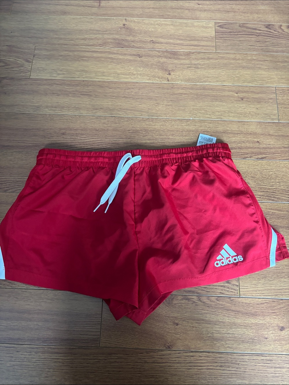 adidas Red Women's Running Shorts with White Logo